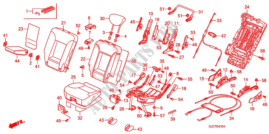 REAR SEAT (CENTER) (2) for Honda FR-V 1.8 EXECUTIVE 5 Doors 6 speed manual 2008