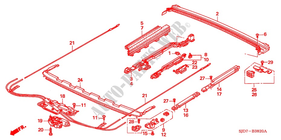 ROOF SLIDE COMPONENTS for Honda FR-V 2.0 EXECUTIVE 5 Doors 6 speed manual 2005