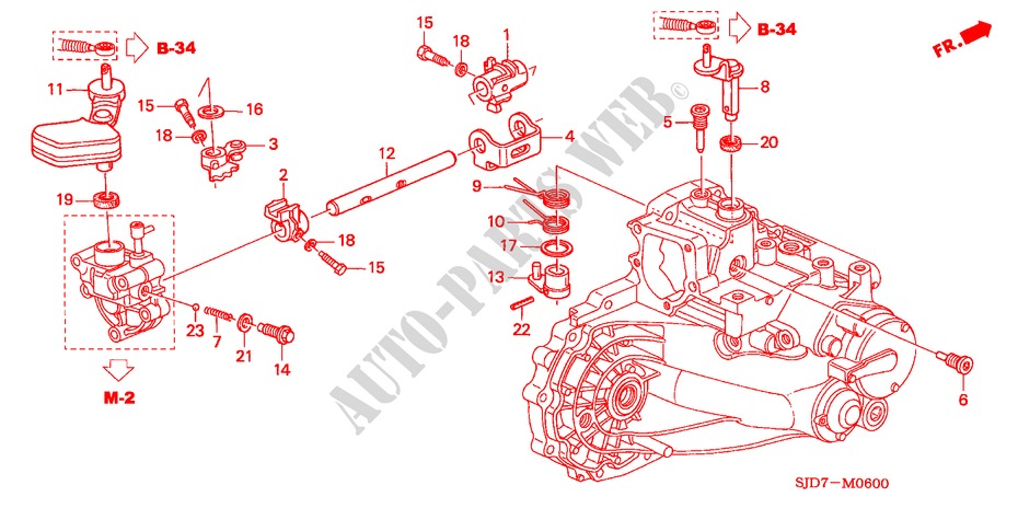 SHIFT ARM/SHIFT LEVER (1.7L) for Honda FR-V 1.7 5 Doors 5 speed manual 2005