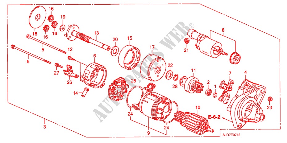 STARTER MOTOR (DENSO) (1.8L) for Honda FR-V 1.8 COMFORT 5 Doors 6 speed manual 2009