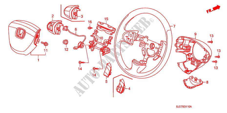 STEERING WHEEL (SRS) for Honda FR-V 1.8 COMFORT 5 Doors 6 speed manual 2009