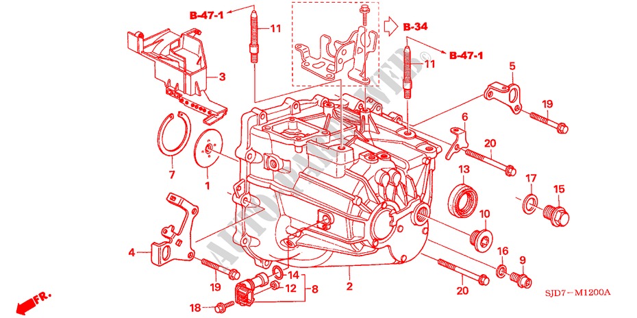 TRANSMISSION CASE (2.0L) for Honda FR-V 2.0 EXECUTIVE 5 Doors 6 speed manual 2005