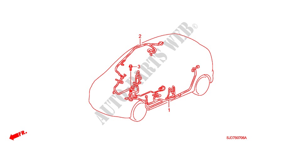 WIRE HARNESS (3) (RH) for Honda FR-V 1.8 SE 5 Doors 5 speed automatic 2007