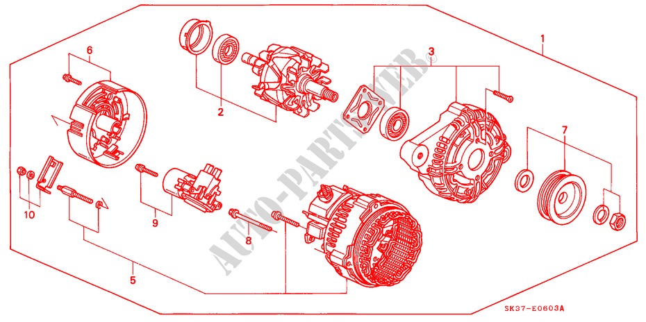 ALTERNATOR (BOSCH) for Honda CONCERTO 1.6I-16 5 Doors 5 speed manual 1993