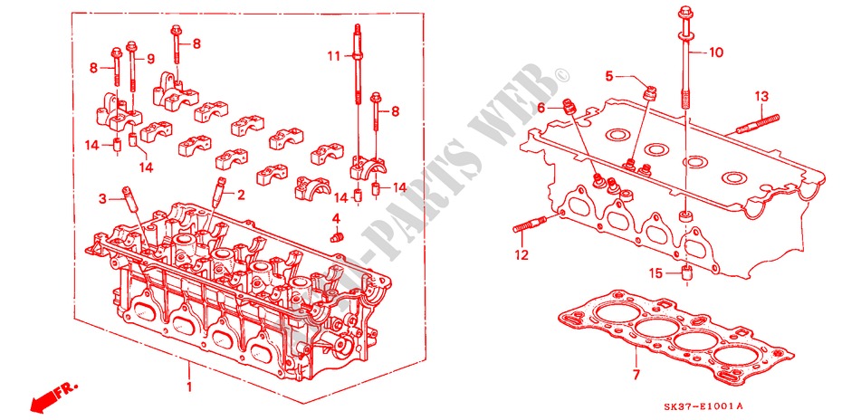 CYLINDER HEAD (DOHC) for Honda CONCERTO 1.6I-16 5 Doors 5 speed manual 1993