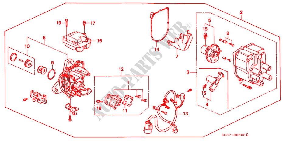 DISTRIBUTOR (TEC) for Honda CONCERTO 1.6I-16 5 Doors 5 speed manual 1993