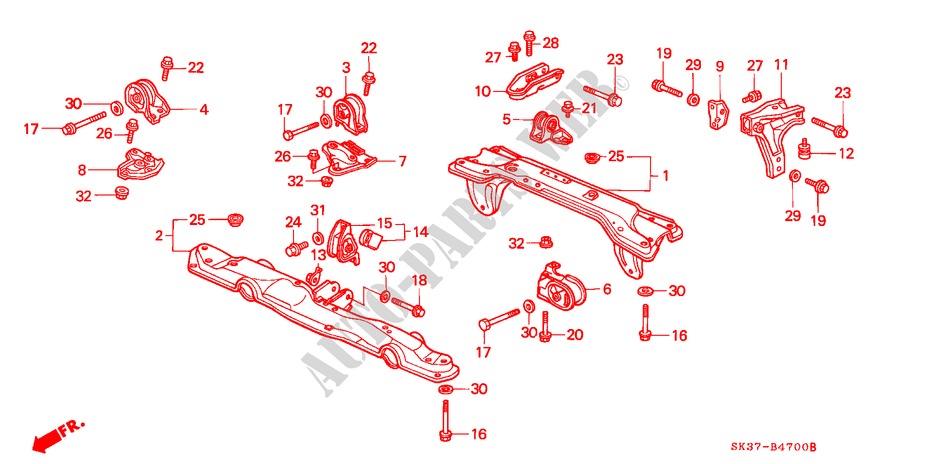 ENGINE MOUNTS for Honda CONCERTO 1.6I-16 5 Doors 5 speed manual 1993
