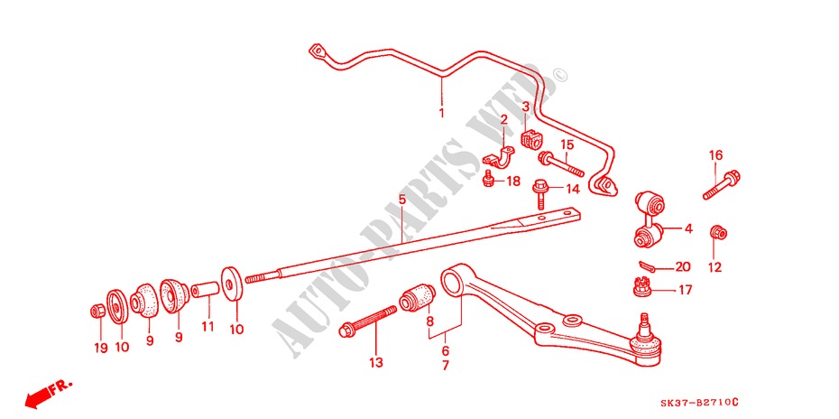 FRONT STABILIZER/ FRONT LOWER ARM for Honda CONCERTO 1.6I 5 Doors 4 speed automatic 1990