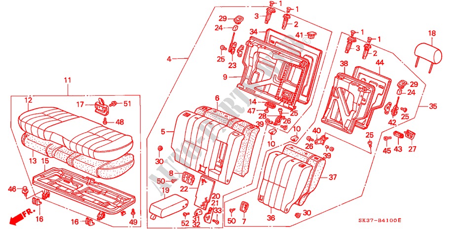 REAR SEAT for Honda CONCERTO 1.6I-16 5 Doors 5 speed manual 1993