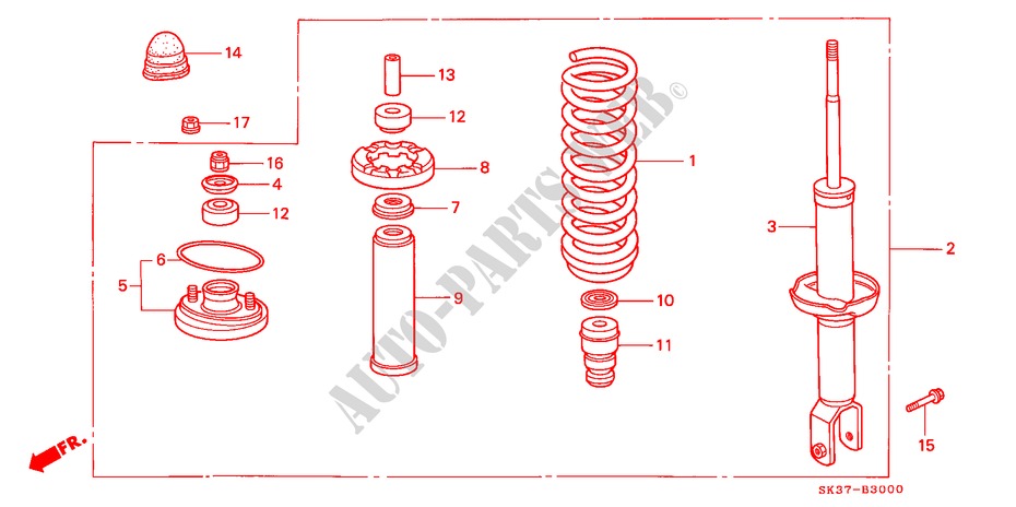 REAR SHOCK ABSORBER for Honda CONCERTO 1.6I 5 Doors 4 speed automatic 1990