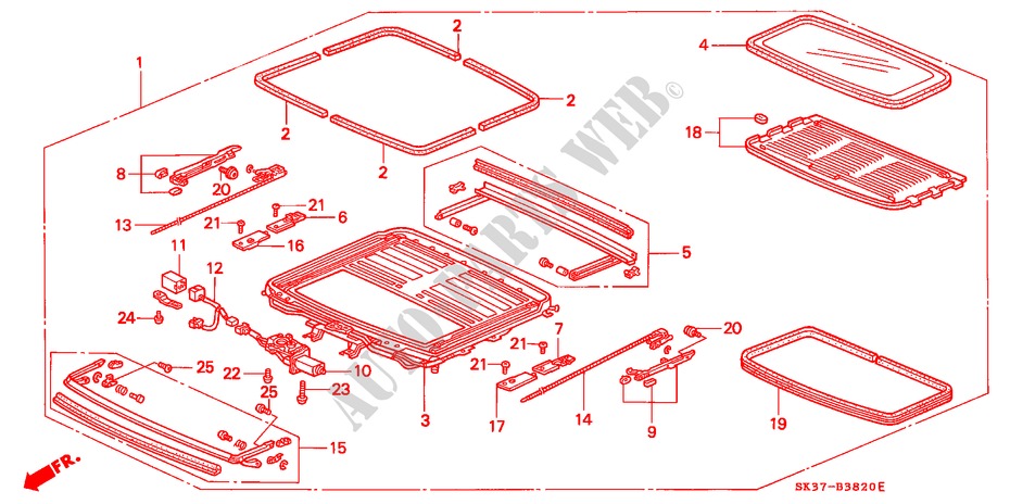 SLIDING ROOF (2) for Honda CONCERTO 1.6I 5 Doors 4 speed automatic 1990