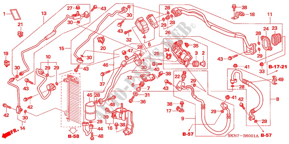 AIR CONDITIONER (HOSES/PIPES)(RH) for Honda CR-V DIESEL SE 5 Doors 6 speed manual 2006