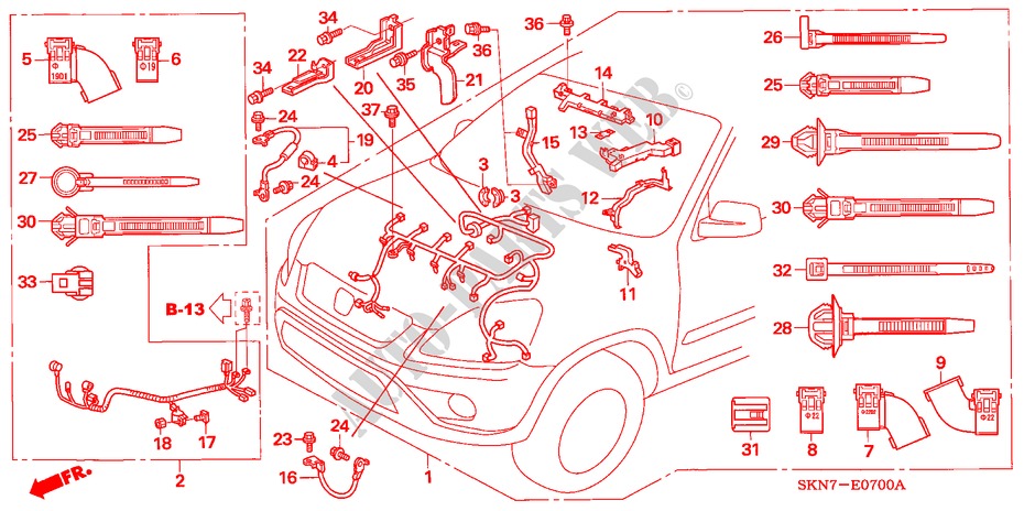 ENGINE WIRE HARNESS (LH) for Honda CR-V DIESEL ES 5 Doors 6 speed manual 2006