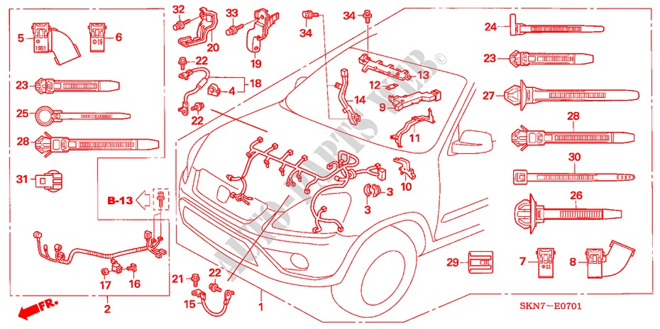 ENGINE WIRE HARNESS (RH) for Honda CR-V DIESEL SE 5 Doors 6 speed manual 2005