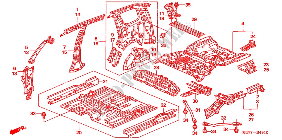 FLOOR/INNER PANELS for Honda CR-V DIESEL ES             DPF 5 Doors 6 speed manual 2005