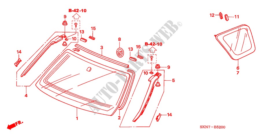 FRONT WINDSHIELD/ QUARTER GLASS for Honda CR-V DIESEL ES             DPF 5 Doors 6 speed manual 2005