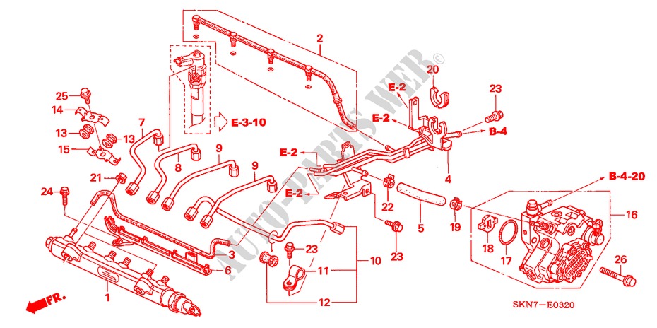 FUEL RAIL/ HIGH PRESSURE PUMP for Honda CR-V DIESEL ES 5 Doors 6 speed manual 2006