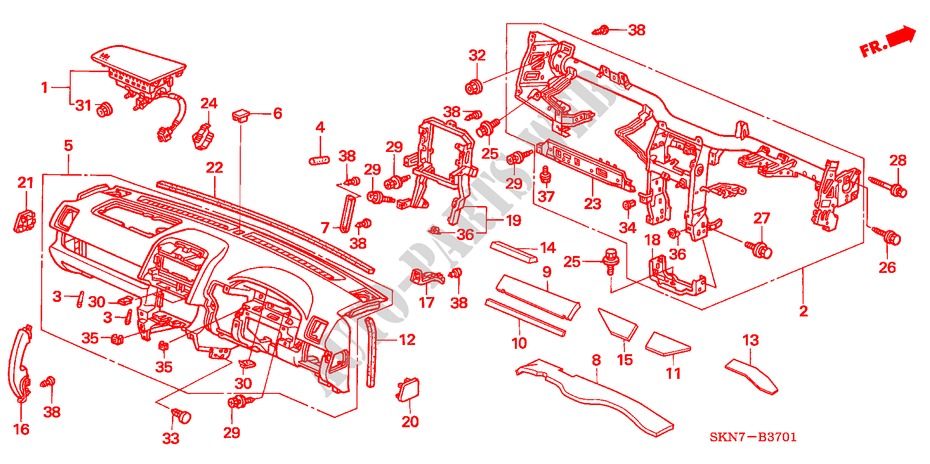 INSTRUMENT PANEL(RH) for Honda CR-V DIESEL SE-S 5 Doors 6 speed manual 2005