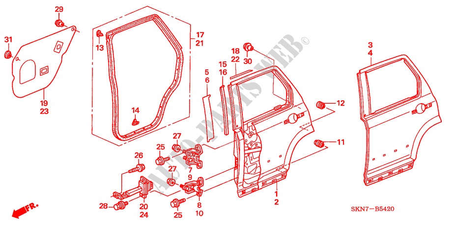 REAR DOOR PANELS for Honda CR-V DIESEL ES             DPF 5 Doors 6 speed manual 2005