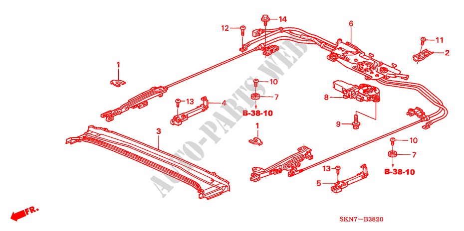 ROOF SLIDE COMPONENTS for Honda CR-V DIESEL SE-S 5 Doors 6 speed manual 2006