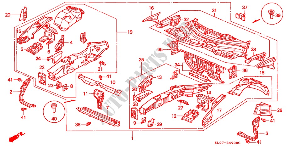 BODY STRUCTURE COMPONENTS (FRONT BULKHEAD) for Honda NSX NSX 2 Doors 5 speed manual 1991
