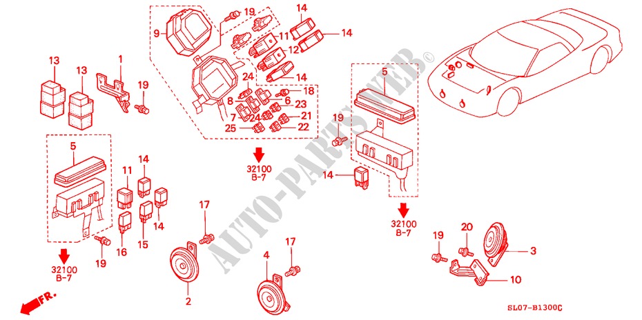 CONTROL UNIT (ENGINE ROOM)(LH) for Honda NSX NSX 2 Doors 5 speed manual 1991