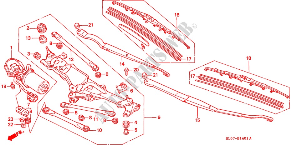 FRONT WINDSHIELD WIPER (RH) for Honda NSX NSX 2 Doors 5 speed manual 1992