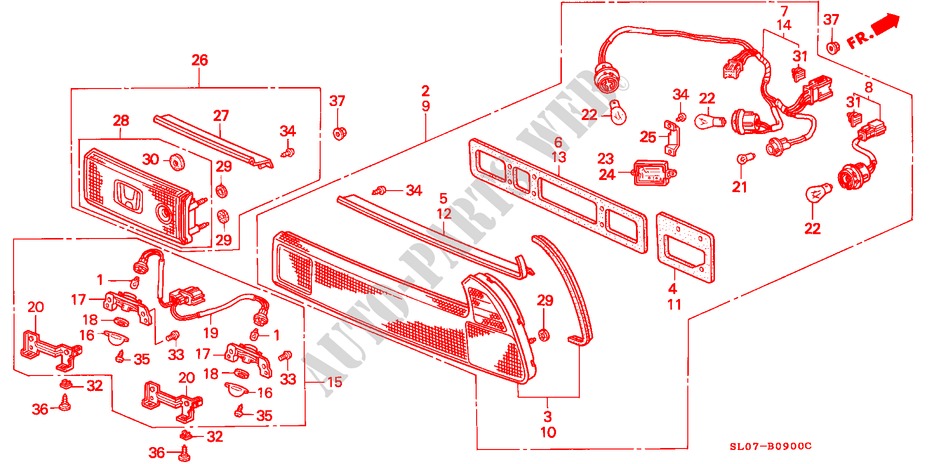 TAILLIGHT (EXCEPT KU) for Honda NSX NSX 2 Doors 5 speed manual 1991
