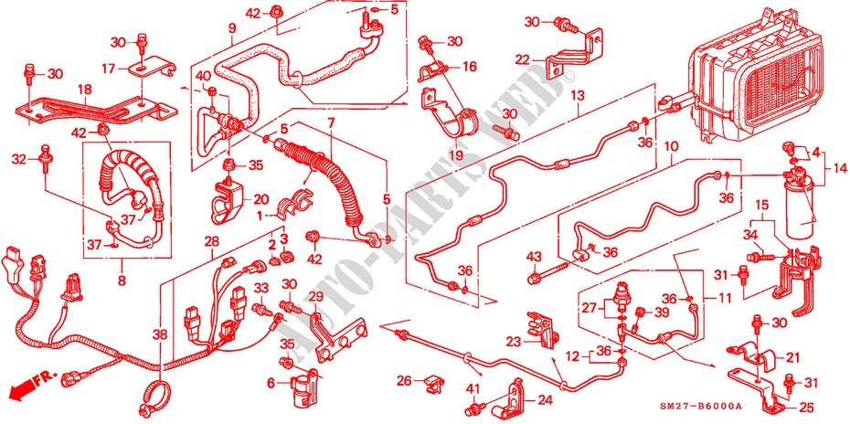 AIR CONDITIONER (HOSES/PIPES)(LH) for Honda ACCORD COUPE 2.0I 2 Doors 5 speed manual 1992