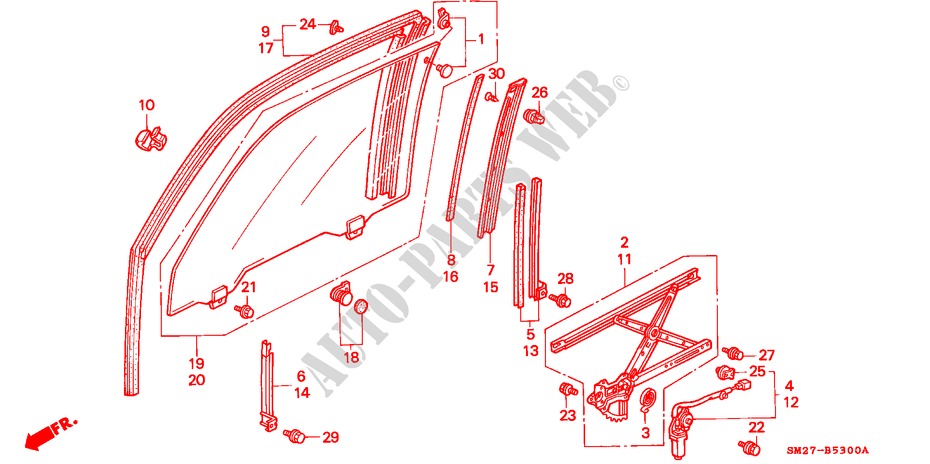 FRONT DOOR WINDOWS for Honda ACCORD COUPE 2.0I 2 Doors 5 speed manual 1992