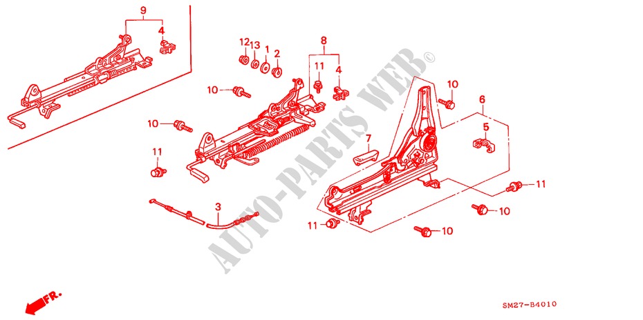 FRONT SEAT COMPONENTS (L.) for Honda ACCORD COUPE 2.0I 2 Doors 5 speed manual 1992