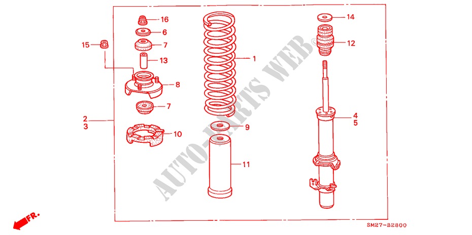 FRONT SHOCK ABSORBER for Honda ACCORD COUPE 2.0I 2 Doors 5 speed manual 1992