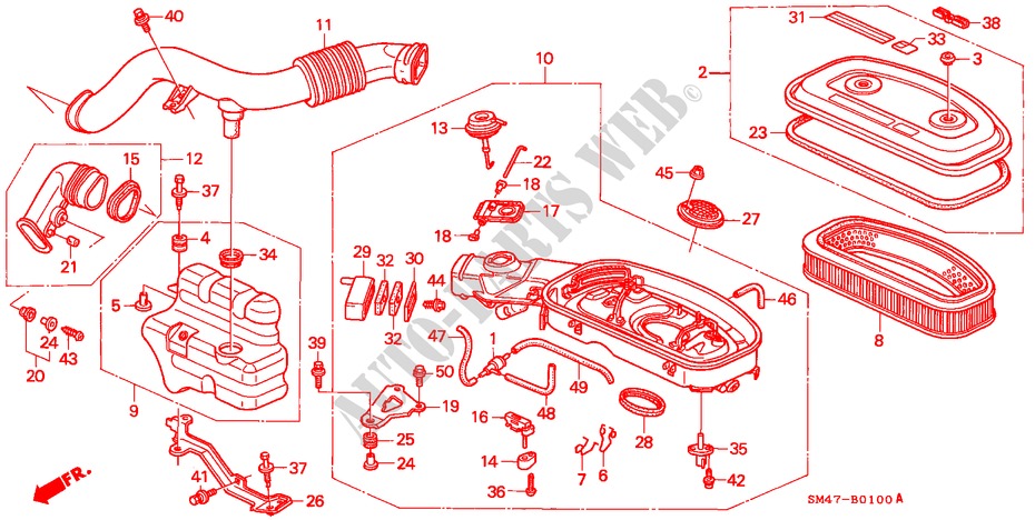 AIR CLEANER (CARBURETOR) for Honda ACCORD DX 4 Doors 5 speed manual 1990
