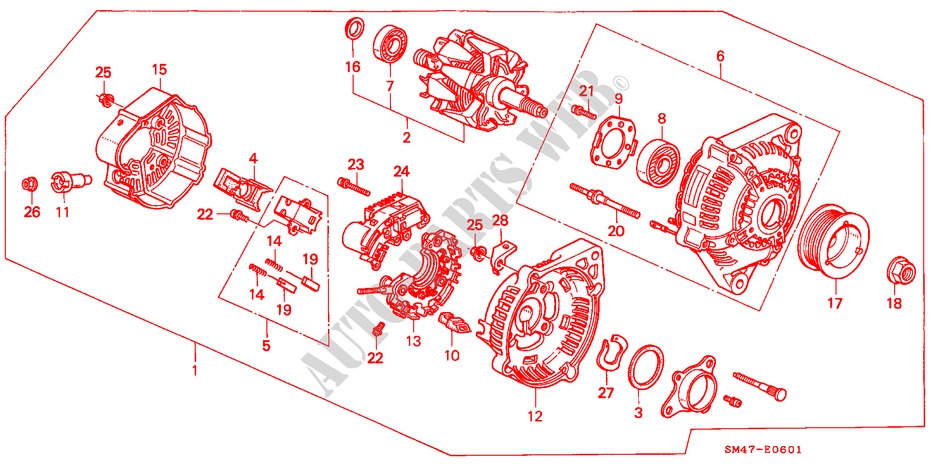 ALTERNATOR (DENSO) for Honda ACCORD DX 4 Doors 5 speed manual 1990