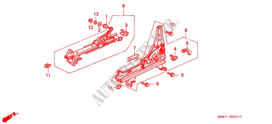 FRONT SEAT COMPONENTS (L.) for Honda ACCORD 2.0 4 Doors 5 speed manual 1990