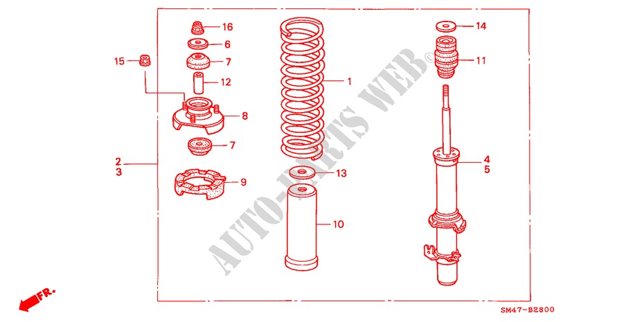 FRONT SHOCK ABSORBER for Honda ACCORD 2.0 4 Doors 5 speed manual 1990