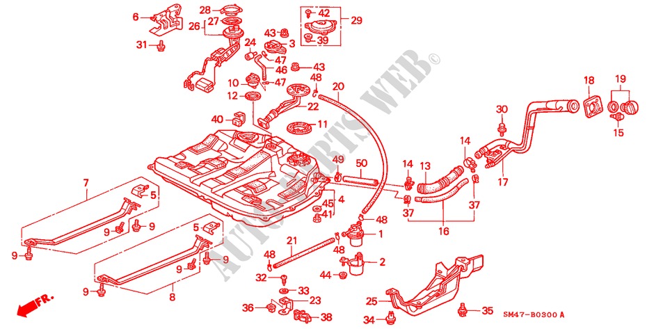 FUEL TANK (CARBURETOR)(1) for Honda ACCORD LX 4 Doors 5 speed manual 1990