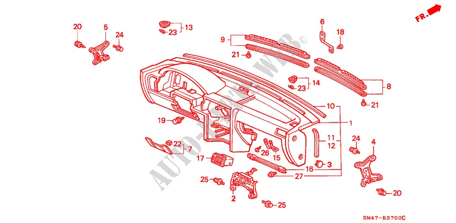 INSTRUMENT PANEL (LH) for Honda ACCORD LX 4 Doors 5 speed manual 1990