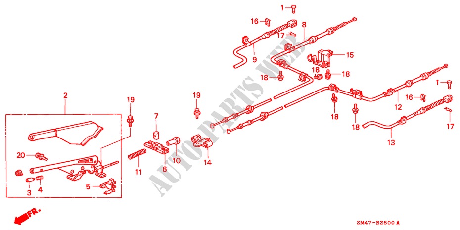 PARKING BRAKE (2WS) for Honda ACCORD LX 4 Doors 5 speed manual 1990