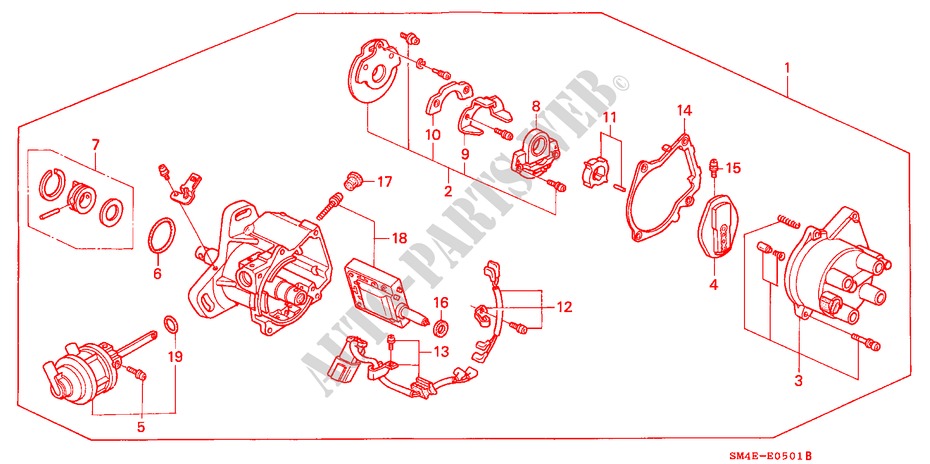 DISTRIBUTOR (HITACHI) for Honda ACCORD DX 4 Doors 5 speed manual 1993