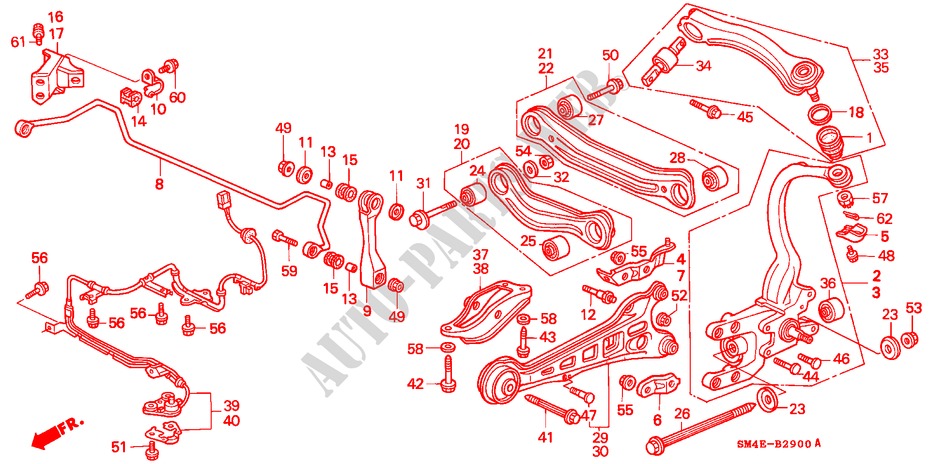 REAR STABILIZER/ REAR LOWER ARM (2WS) for Honda ACCORD 2.0I 4 Doors 5 speed manual 1992