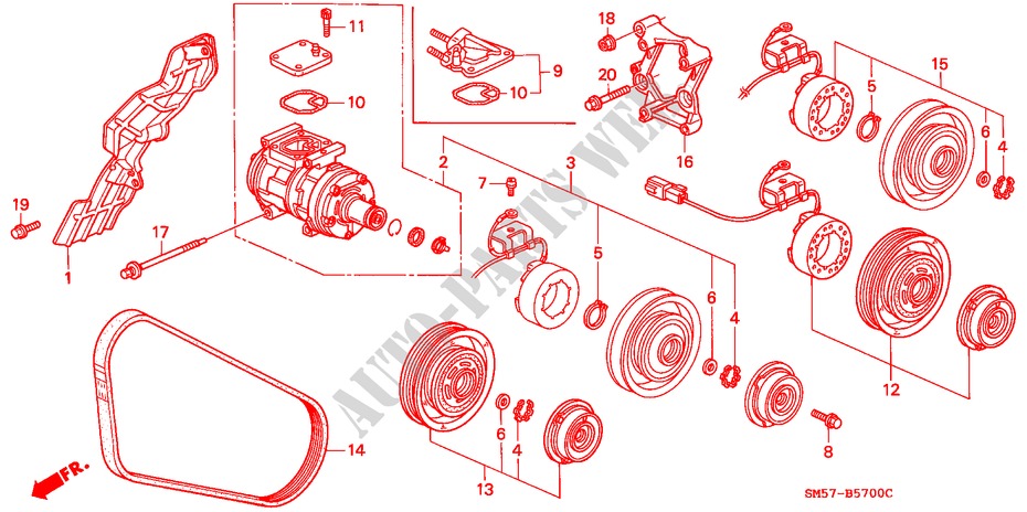 AIR CONDITIONER (COMPRESSOR) for Honda ACCORD WAGON 2.2I 5 Doors 5 speed manual 1993