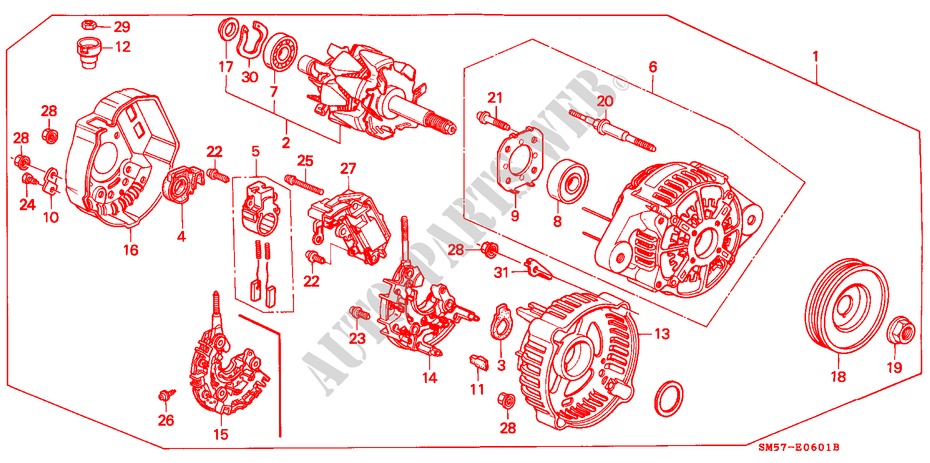 ALTERNATOR (DENSO) for Honda ACCORD WAGON 2.2I 5 Doors 5 speed manual 1992