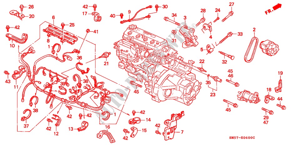 ENGINE SUB CORD/CLAMP for Honda ACCORD WAGON 2.2I 5 Doors 5 speed manual 1992
