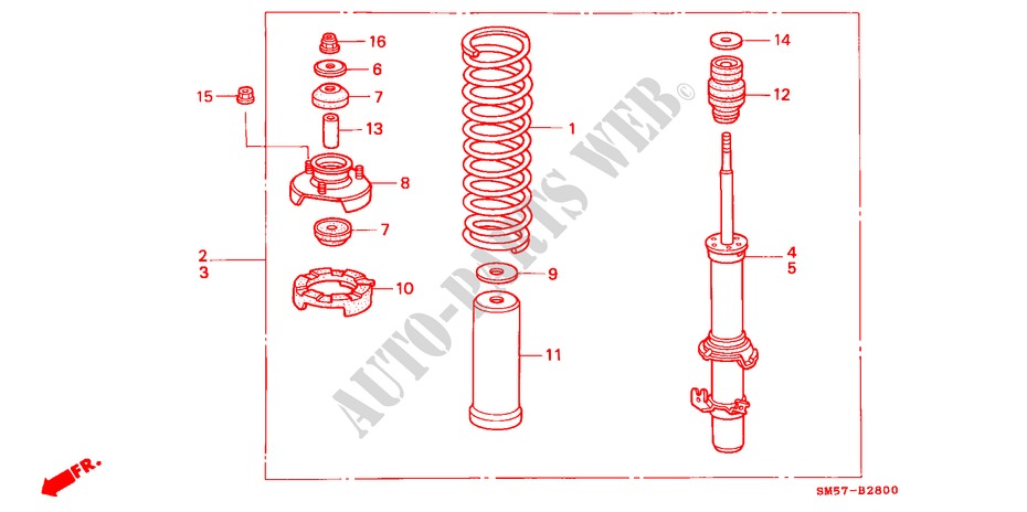 FRONT SHOCK ABSORBER for Honda ACCORD WAGON 2.2I 5 Doors 5 speed manual 1992