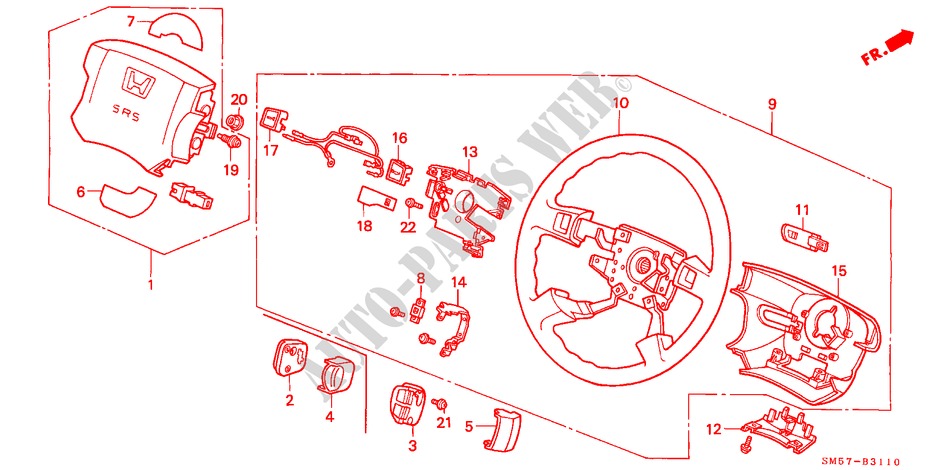 STEERING WHEEL (SRS) for Honda ACCORD WAGON 2.2I 5 Doors 5 speed manual 1992