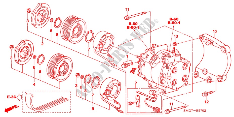 AIR CONDITIONER (COMPRESSOR) (DIESEL) for Honda CIVIC 2.2 COMFORT    DPF 5 Doors 6 speed manual 2007