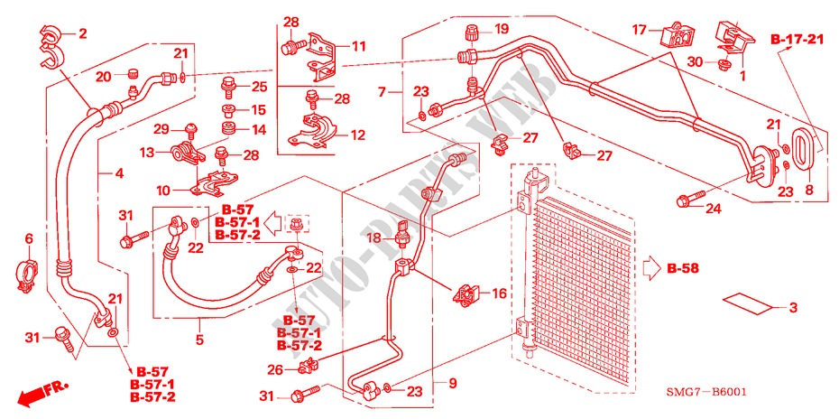 AIR CONDITIONER (HOSES/PIPES)(RH) for Honda CIVIC 1.8 ES 5 Doors 6 speed manual 2007