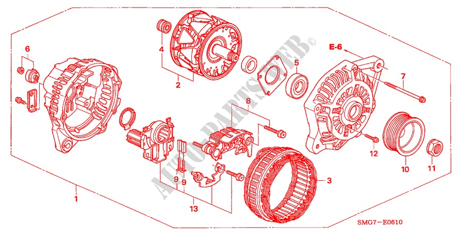 ALTERNATOR (MITSUBISHI) (1.4L) for Honda CIVIC 1.4 BASE 5 Doors 6 speed manual 2006