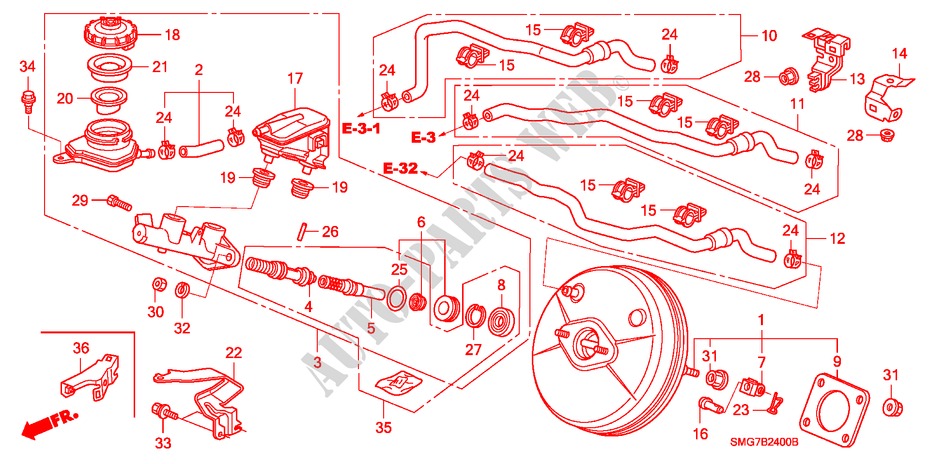 BRAKE MASTER CYLINDER/ MASTER POWER (LH) for Honda CIVIC 2.2 SPORT 5 Doors 6 speed manual 2006